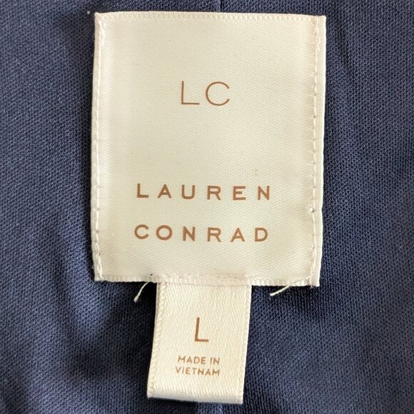 Lauren Conrad Blazer Women's Large Blue Pink Floral Roses Fitted One-Button LC - Picture 7 of 16